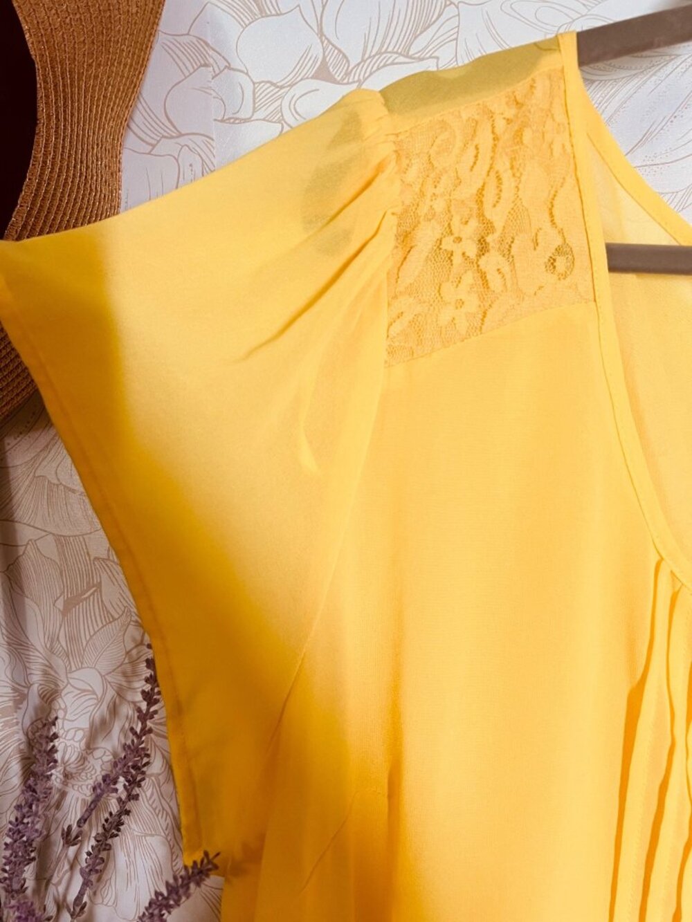 Torrid 3 Yellow Babydoll Tunic Top With Lace Detail By Short Flutter Sleeves - Picture 3 of 6